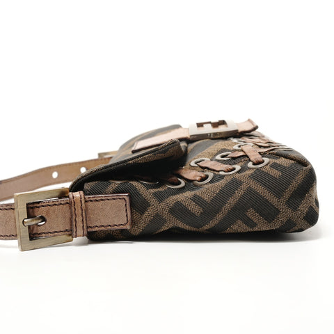 FENDI Mamma Bucket One Belt Zucca Shoulder Bag Brown WS28488