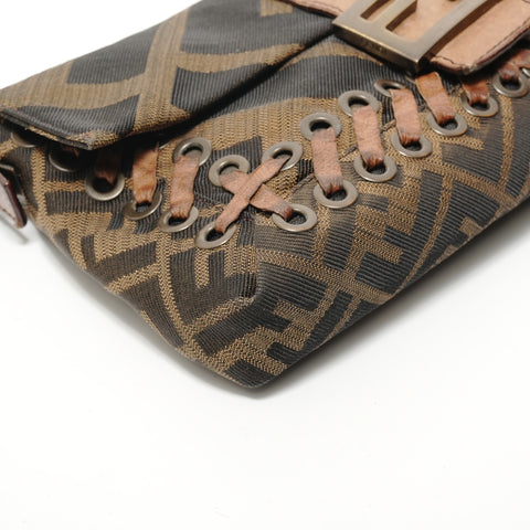 FENDI Mamma Bucket One Belt Zucca Shoulder Bag Brown WS28488