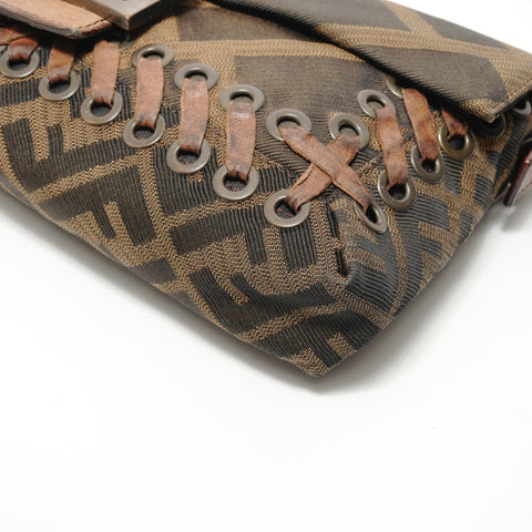 FENDI Mamma Bucket One Belt Zucca Shoulder Bag Brown WS28488