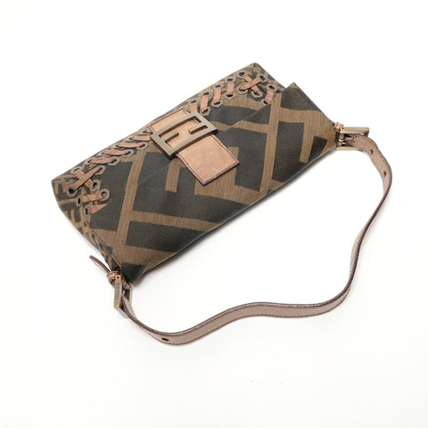 FENDI Mamma Bucket One Belt Zucca Shoulder Bag Brown WS28488