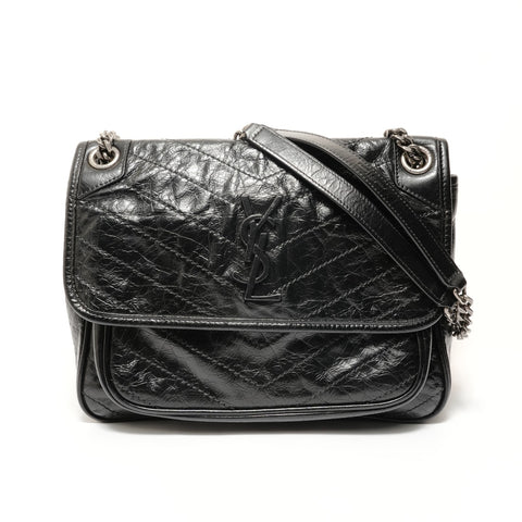 YVES SAINT LAURENT Niki Chain Shoulder 2WAY Leather Shoulder Bag black WS28489