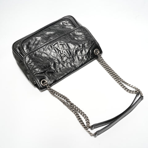 YVES SAINT LAURENT Niki Chain Shoulder 2WAY Leather Shoulder Bag black WS28489