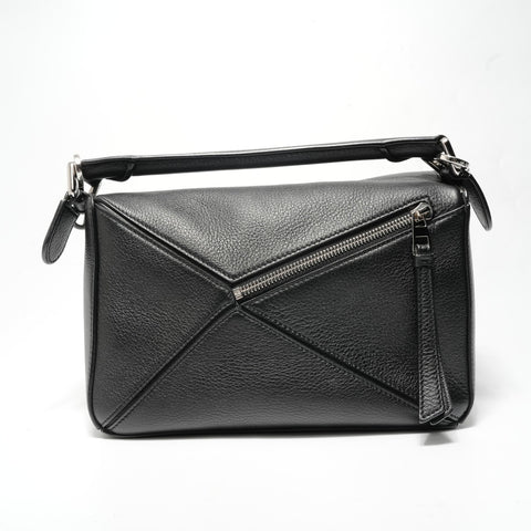 LOEWE Puzzle Edge Shoulder Bag 2WAY Leather Shoulder Bag black WS28490