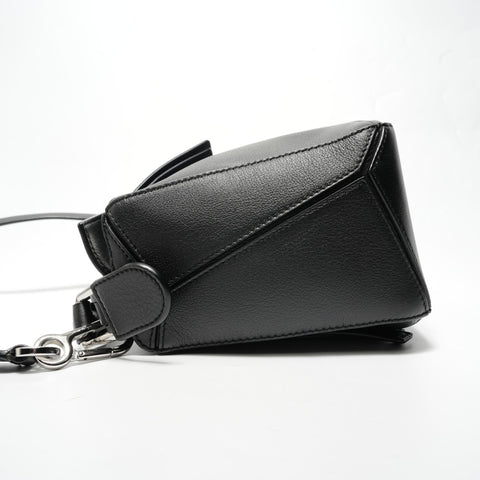 LOEWE Puzzle Edge Shoulder Bag 2WAY Leather Shoulder Bag black WS28490
