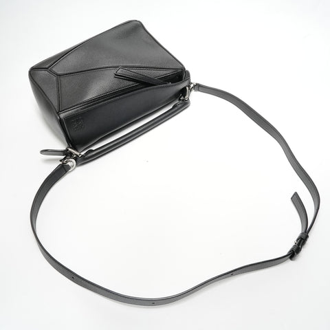 LOEWE Puzzle Edge Shoulder Bag 2WAY Leather Shoulder Bag black WS28490
