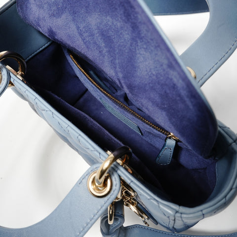 Christian Dior Lady Dior Small Cannage Handbag blue WS28491