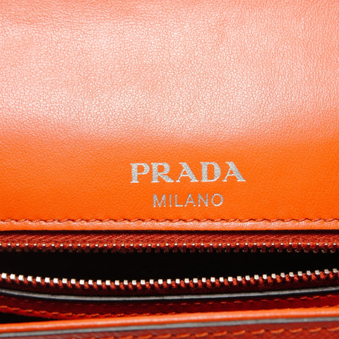PRADA Saffiano Patent Chain Shoulder Bag Orange WS28492
