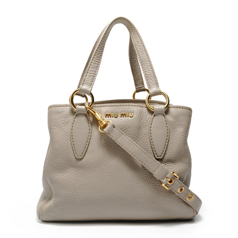 Miu Miu Vitello Logo 2WAY Handbag gray WS28493