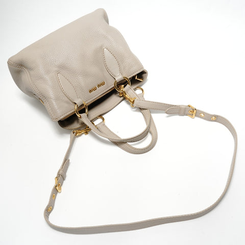 Miu Miu Vitello Logo 2WAY Handbag gray WS28493