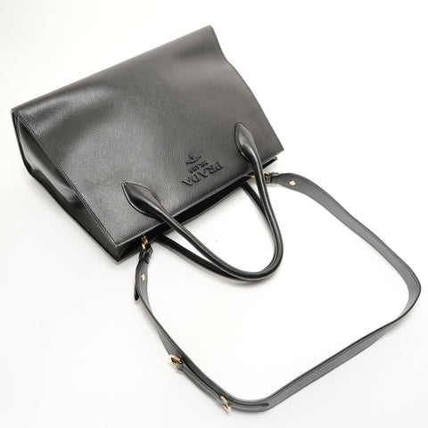 PRADA Monochrome 2WAY Saffiano 1BA155 Handbag black WS28495