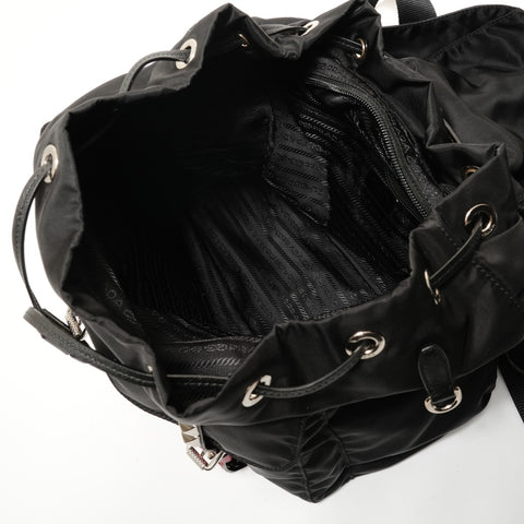 PRADA Nylon stud leather Backpack  Daypack black WS28497
