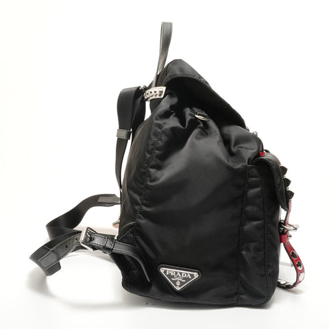 PRADA Nylon stud leather Backpack  Daypack black WS28497