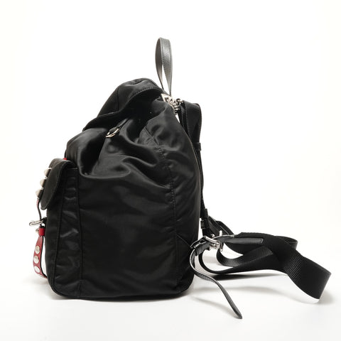 PRADA Nylon stud leather Backpack  Daypack black WS28497
