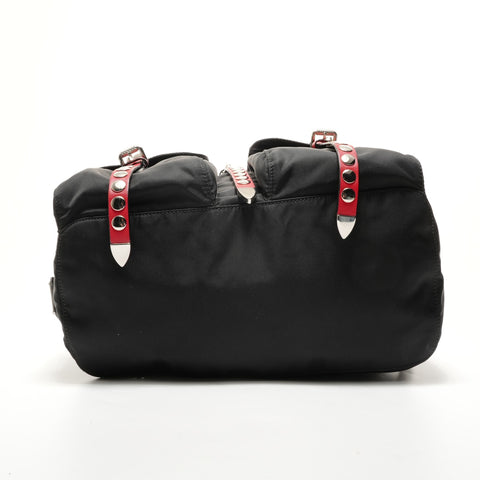 PRADA Nylon stud leather Backpack  Daypack black WS28497