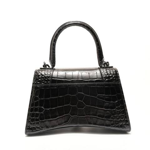 BALENCIAGA Hourglass S Crocodile Embossed 2-Way Bag Shoulder Bag black WS28500