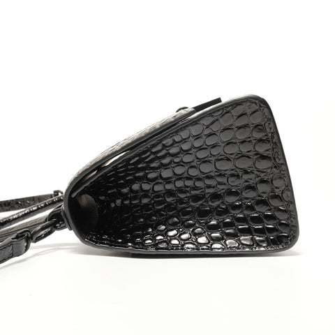BALENCIAGA Hourglass S Crocodile Embossed 2-Way Bag Shoulder Bag black WS28500