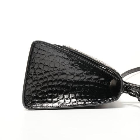 BALENCIAGA Hourglass S Crocodile Embossed 2-Way Bag Shoulder Bag black WS28500