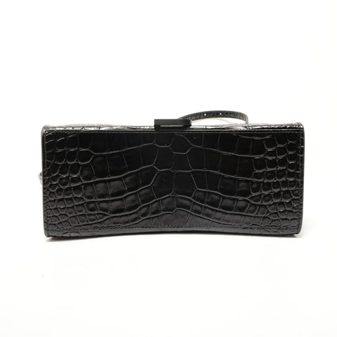 BALENCIAGA Hourglass S Crocodile Embossed 2-Way Bag Shoulder Bag black WS28500