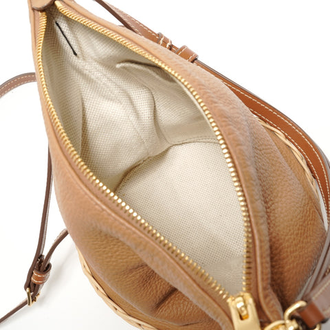 Miu Miu 2-Way Leather Rattan Shoulder Bag Brown WS28504