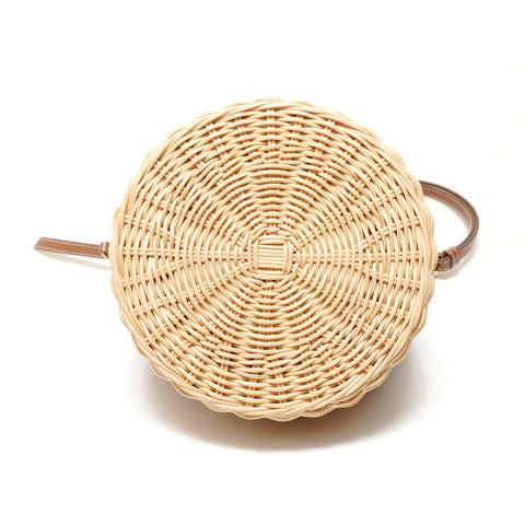 Miu Miu 2-Way Leather Rattan Shoulder Bag Brown WS28504