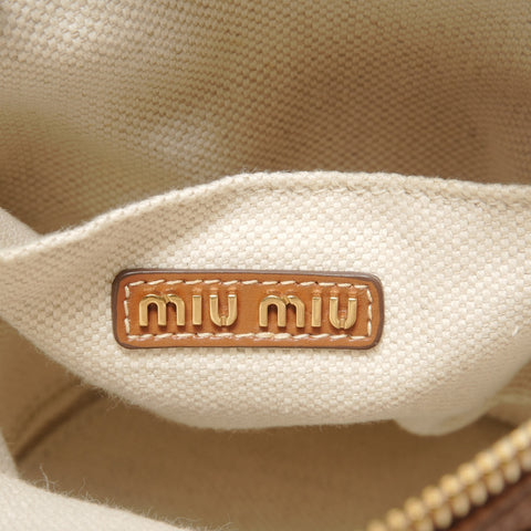 Miu Miu 2-Way Leather Rattan Shoulder Bag Brown WS28504