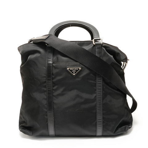 PRADA 2-way nylon tote bag Handbag black WS28507