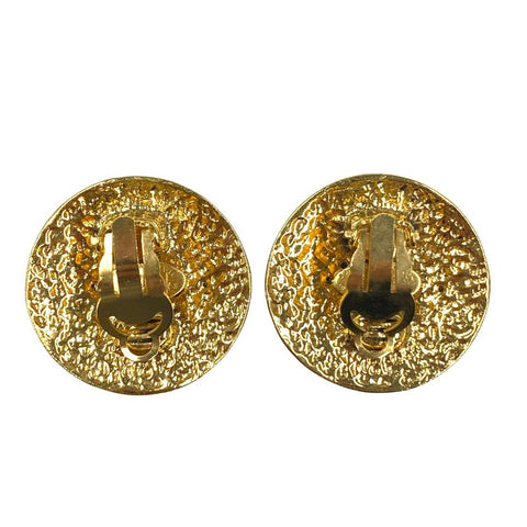 Chanel Coco Mark Round Matelasse Earrings Gold WS2851