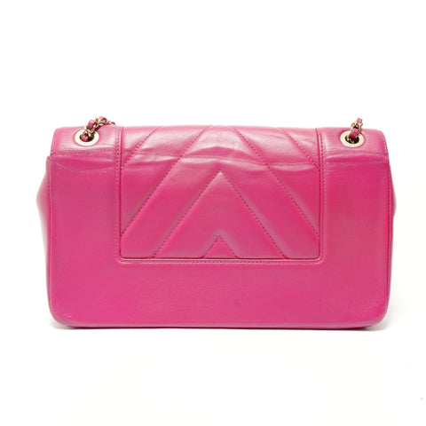 CHANEL V-stitch Mademoiselle Chain Lambskin, size 24 Shoulder Bag pink WS28513