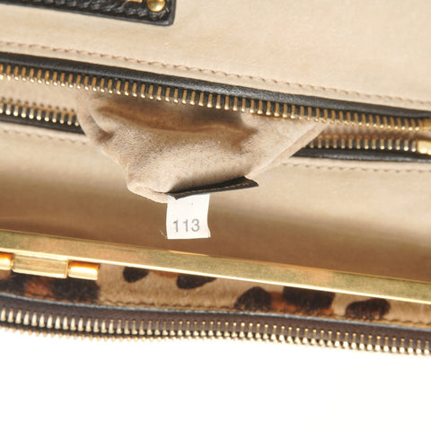 PRADA Haircalf B2136B Brown Handbag Brown WS28515