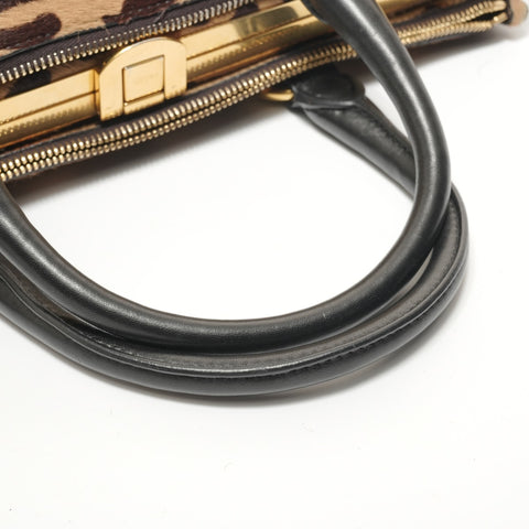 PRADA Haircalf B2136B Brown Handbag Brown WS28515