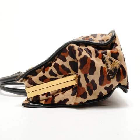 PRADA Haircalf B2136B Brown Handbag Brown WS28515