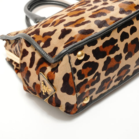 PRADA Haircalf B2136B Brown Handbag Brown WS28515