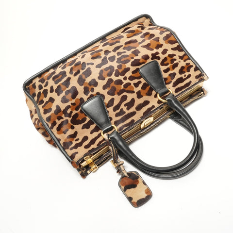PRADA Haircalf B2136B Brown Handbag Brown WS28515