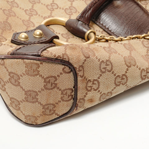 GUCCI Horsebit One Belt GG Canvas Shoulder Bag Brown WS28516