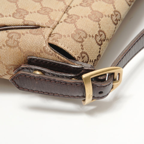 GUCCI Horsebit One Belt GG Canvas Shoulder Bag Brown WS28516