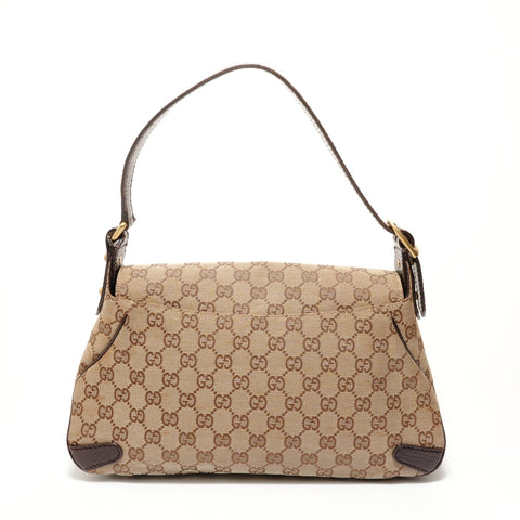 GUCCI Horsebit One Belt GG Canvas Shoulder Bag Brown WS28516