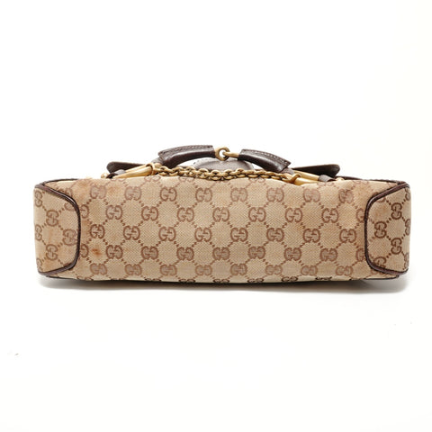 GUCCI Horsebit One Belt GG Canvas Shoulder Bag Brown WS28516