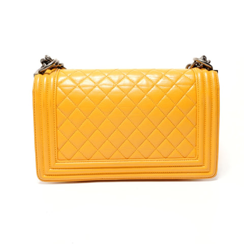 CHANEL 2014-15 Boy Chanel Full Flap Chain Shoulder Bag yellow WS28517