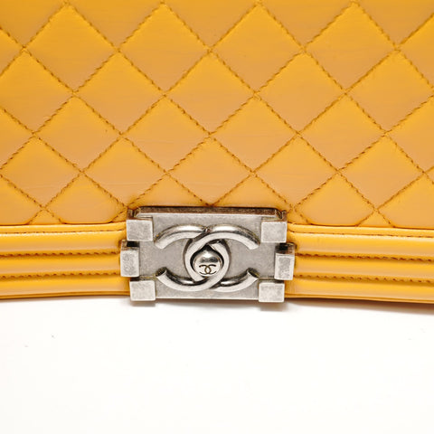 CHANEL 2014-15 Boy Chanel Full Flap Chain Shoulder Bag yellow WS28517