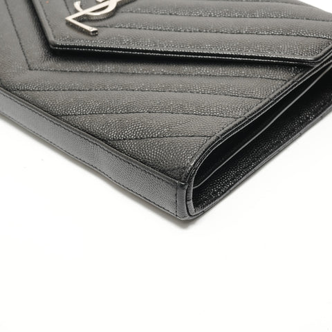 YVES SAINT LAURENT Chain Wallet Cassandra Leather V-Stitch Shoulder Bag black WS28520