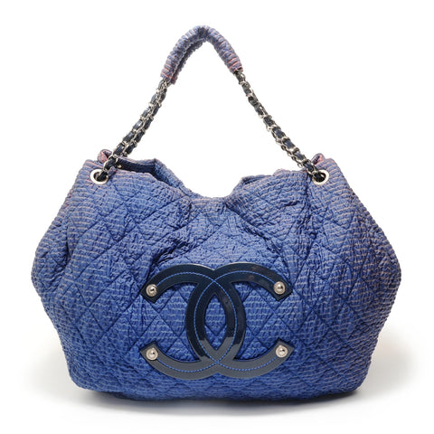 CHANEL BigCoco Matelass Chain Nylon Shoulder Bag Navy WS28526