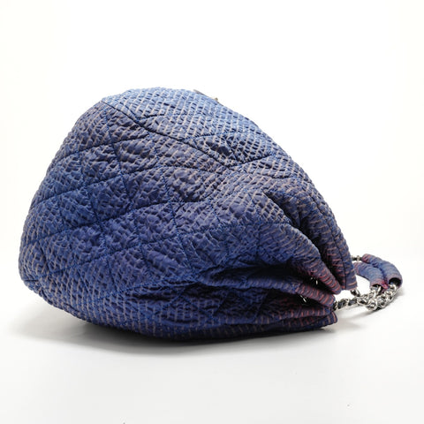 CHANEL BigCoco Matelassé Chain Nylon Shoulder Bag Navy WS28526