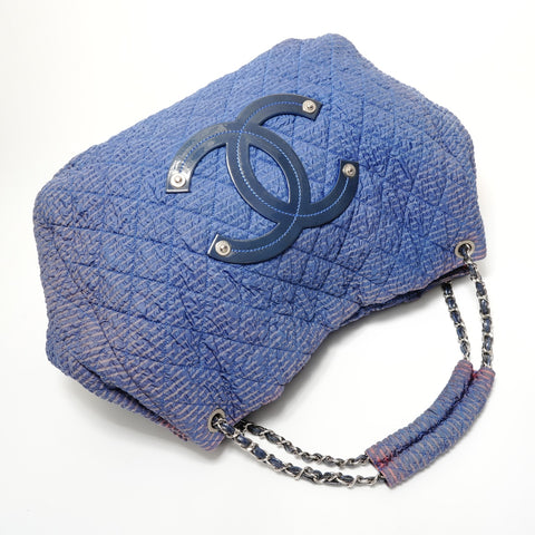 CHANEL BigCoco Matelassé Chain Nylon Shoulder Bag Navy WS28526