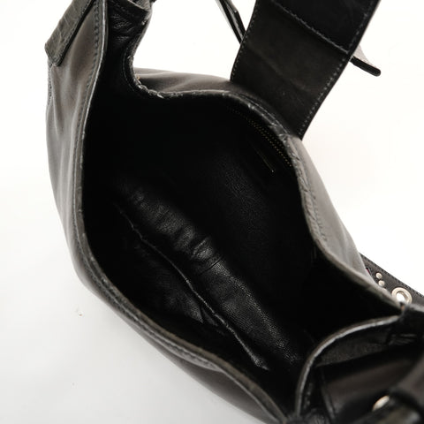 PRADA Studded leather Shoulder Bag black WS28529