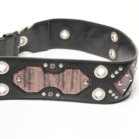 PRADA Studded leather Shoulder Bag black WS28529