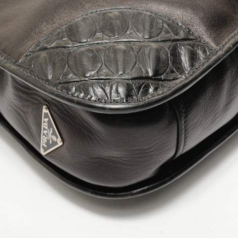 PRADA Studded leather Shoulder Bag black WS28529