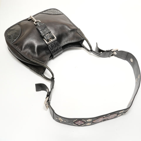 PRADA Studded leather Shoulder Bag black WS28529