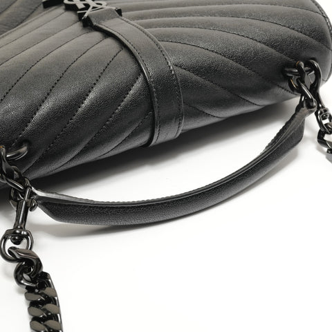 YVES SAINT LAURENT College Chain Shoulder 2WAY Leather Shoulder Bag black WS28534