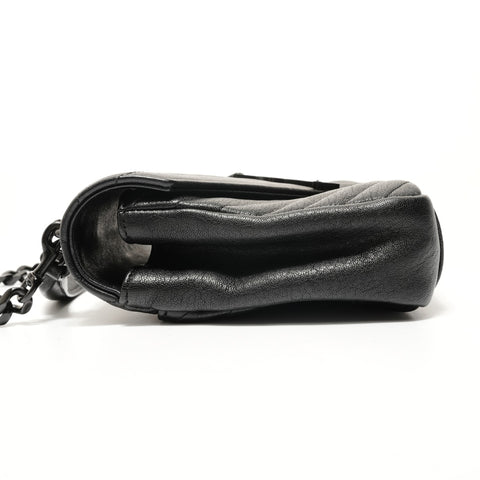 YVES SAINT LAURENT College Chain Shoulder 2WAY Leather Shoulder Bag black WS28534