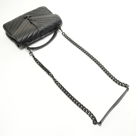 YVES SAINT LAURENT College Chain Shoulder 2WAY Leather Shoulder Bag black WS28534